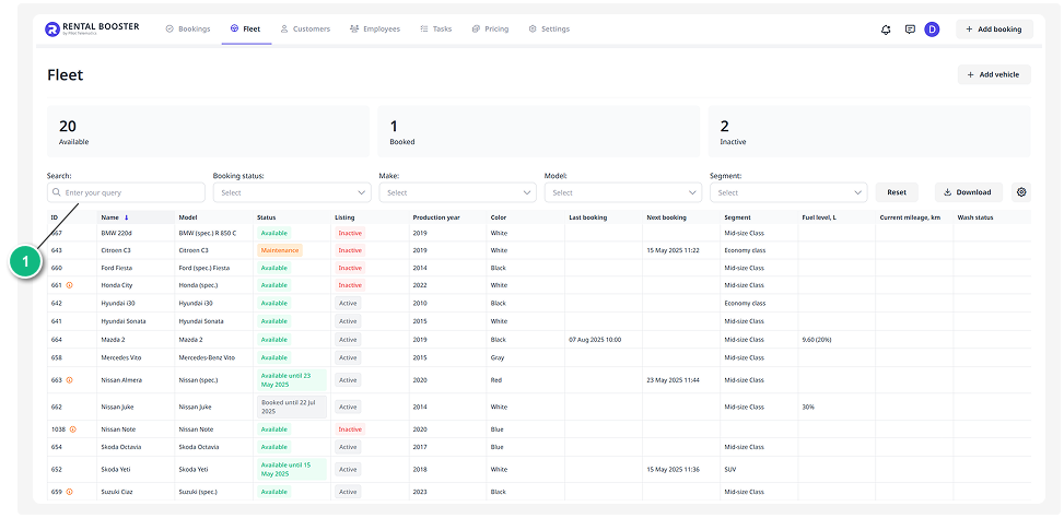 How to work with the Fleet section