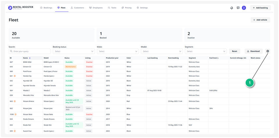 How to work with the Fleet section